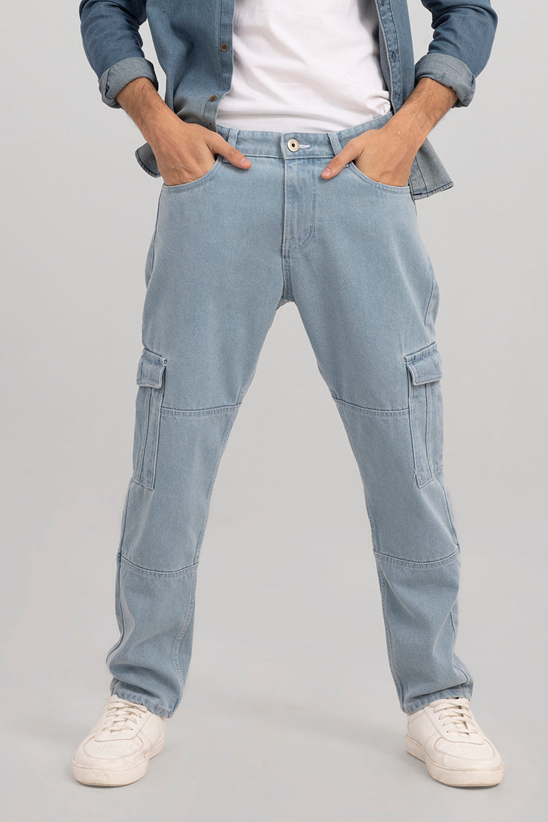 Heft Sky Blue Cargo Baggy Jeans