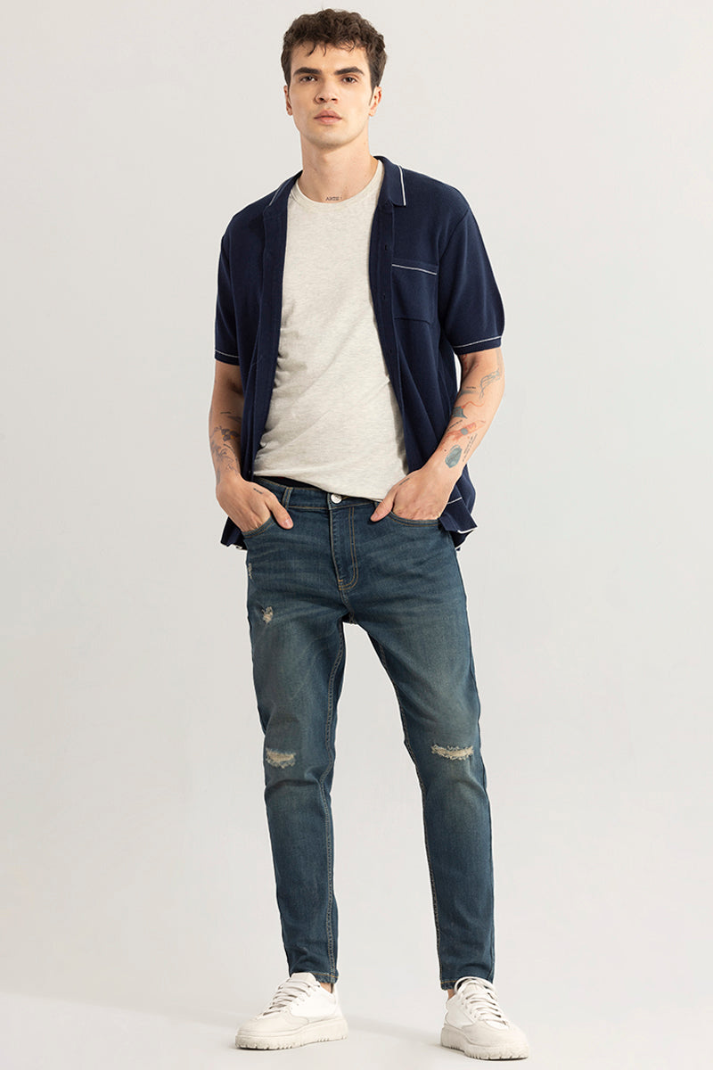 Trendsetter Dark Blue Skinny Fit Distressed Jeans