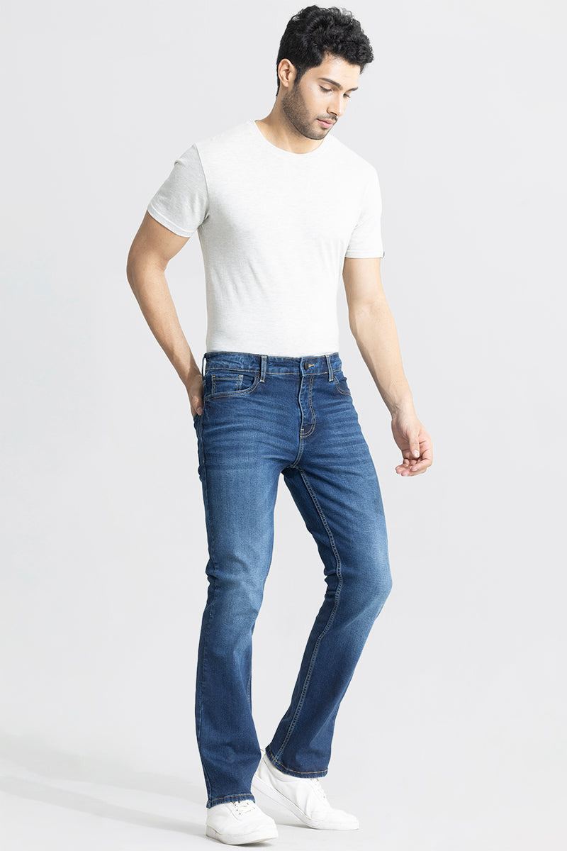 URBANITE DENIM BLUE STRAIGHT FIT JEANS