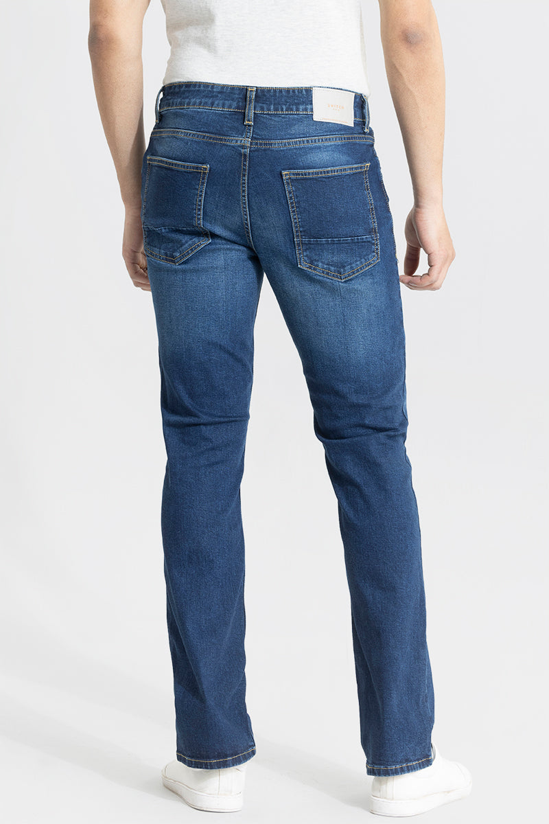 URBANITE DENIM BLUE STRAIGHT FIT JEANS