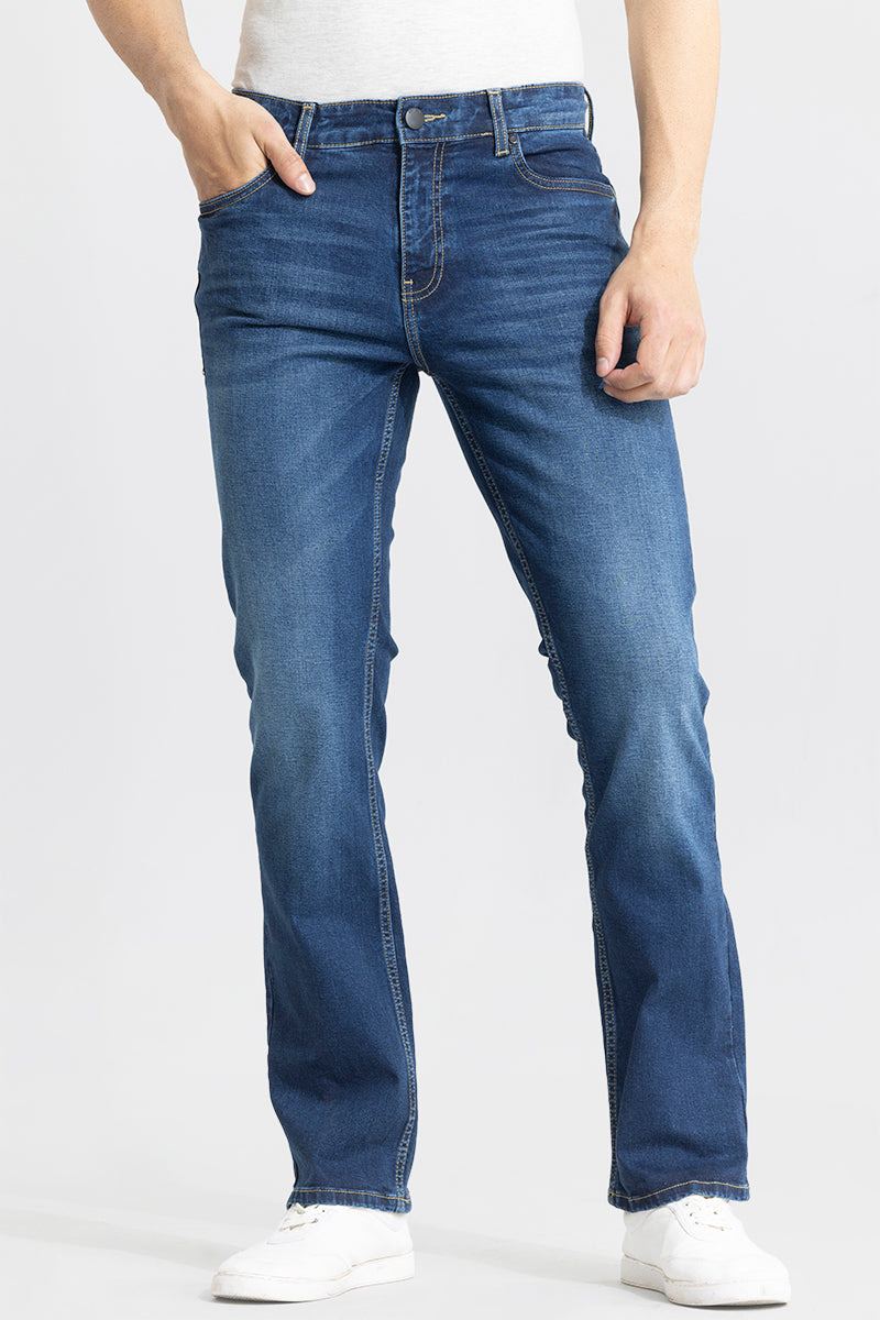 URBANITE DENIM BLUE STRAIGHT FIT JEANS