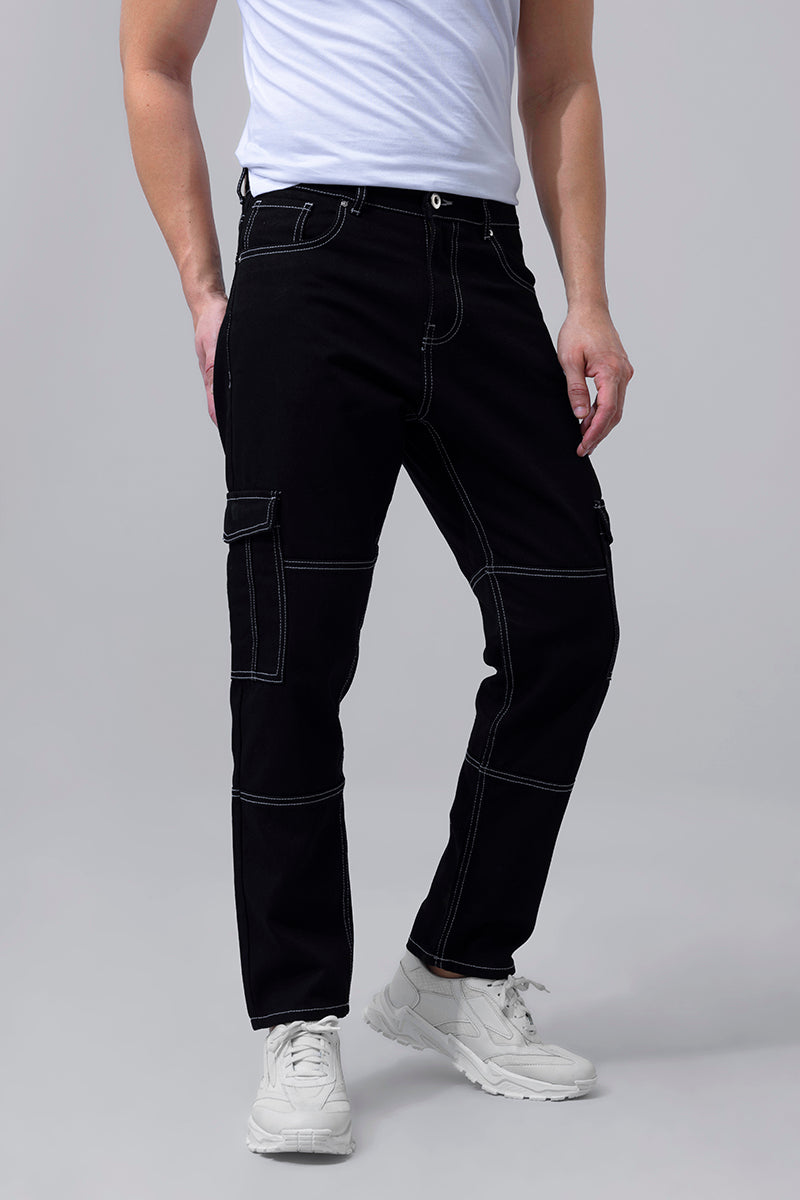 Heft Black Cargo Baggy Jeans